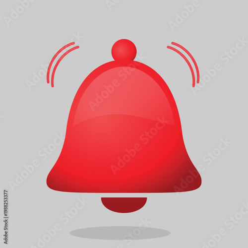 A red bell icon with sound waves on a gray background