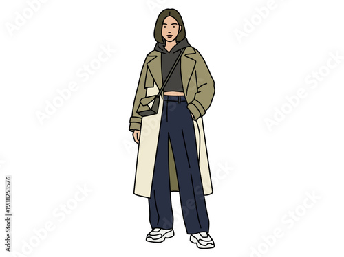 Young woman dressed in a stylish modern autumn outfit.