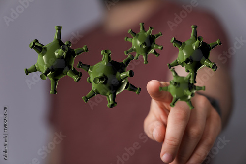 3D rendered coronavirus par...