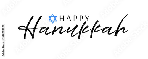 Happy Hanukkah. Trendy brush stroke quote text. Marker drawn calligraphy. Modern holidays phrase great for greeting card and invitation, flyers, posters, banners