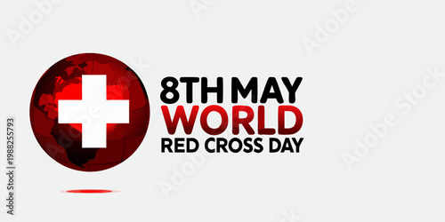 World red cross day celebration with a globe and text overlay