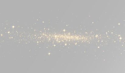 Magical glitter stream with radiant stars for horizontal design layout gold dust png