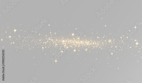Obraz na plátně Magical glitter stream with radiant stars for horizontal design layout gold dust