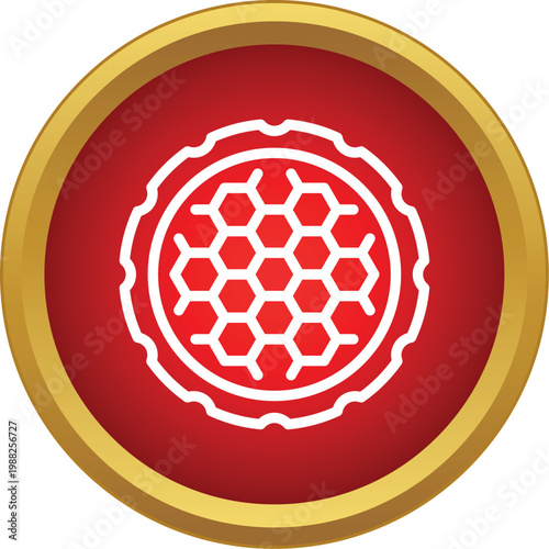 Detailed honeycomb grid pattern enclosed in a red circle with a golden frame