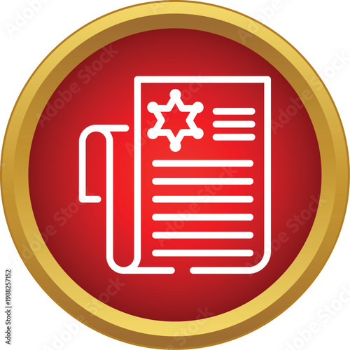 Document displaying a sheriff star and text, symbolizing law enforcement and legal power