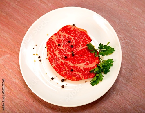 Raw steak on a plate