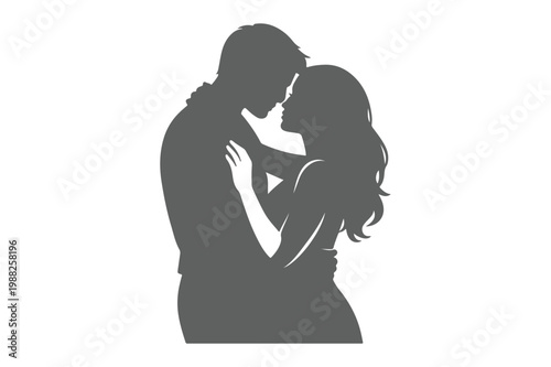 Romantic Couple Silhouette Vector Illustration.