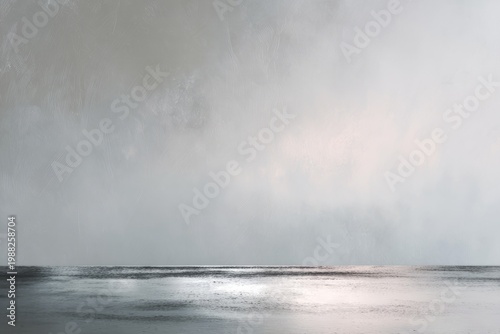 Serene ocean horizon under cloudy gray sky at dusk