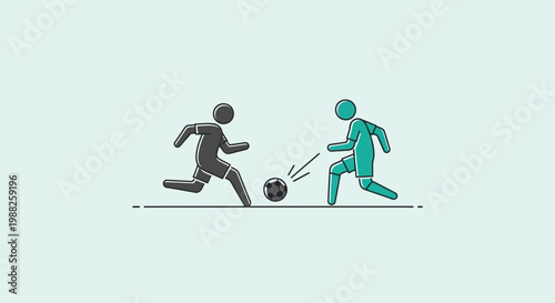 Minimalist Soccer Illustration Depicting Two Players Engaging In Active Ball Game
