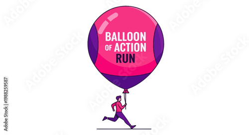 Man Running With Action Balloon Inspiration Motivational Concept