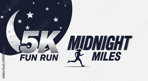 Midnight 5K Fun Run Graphic Design Illustrating A Nighttime Running Event