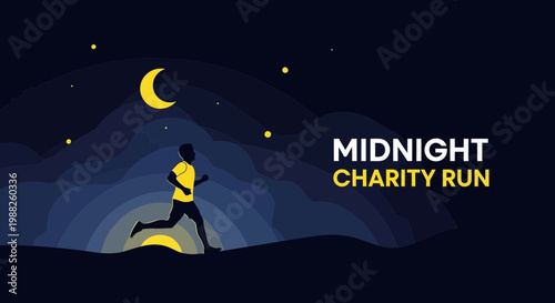 Midnight Charity Run in Silhouette: Nighttime Fun Run Event for Fundraising