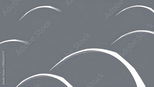 disequilibrium. White arc patterns showing rotational motion trajectory on minimalist background. STEM education sheets, lab safety posters, designed for biotech research communications.