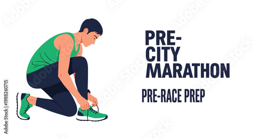 Marathon Preparation: A Runner Secures His Laces Before the Race Begins