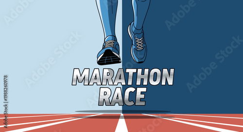 Marathon Race: Energetic Illustration Depicting Runner's Legs and Athletic Endeavor