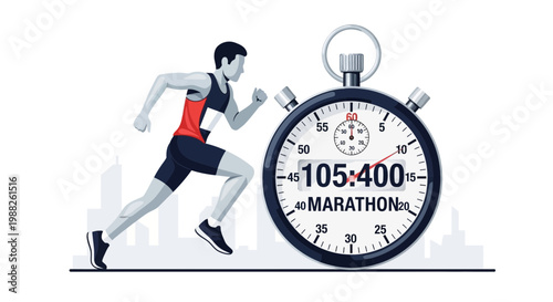 Marathon Runner Racing Against Time: A Clock Displaying the Athlete's Duration