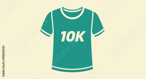 Minimalist Design Featuring a Teal 10K Running Shirt on a Neutral Background