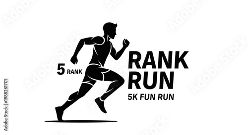 Minimalist Dynamic Black Silhouette of Runner For Running Rank Run Or Sport Event