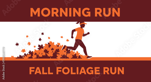 Morning Fall Foliage Runner Athletic Autumn Exercise Lifestyle Event Banner