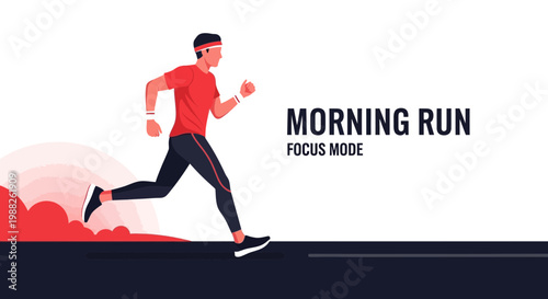 Morning Routine: Energetic Runner in Action, Fitness, Exercise, Health, and Wellbeing