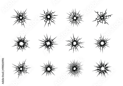 Collection of Realistic Broken Glass Effects and Cracks.