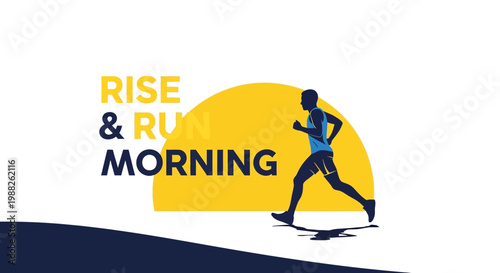 Morning Runner Silhouette In Motion With Energetic Rise And Run Concept Visualization