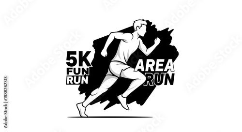 Minimalist Silhouette Of A Runner For 5K Fun Run Event Advertisement