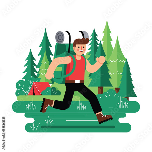 Cartoon vector illustration of a happy child and woman with a decorated Christmas tree and Santa Claus giving gifts in a snowy winter parkCartoon vector illustration of a happy child and woman with a 