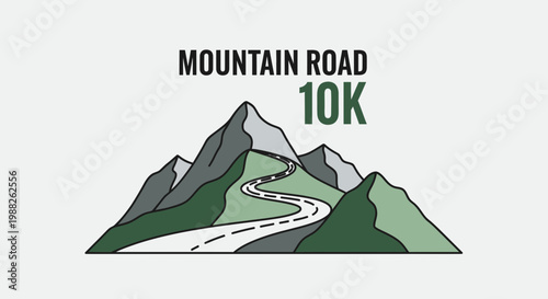 Mountain Road 10K Race Illustrated Graphic On a Light Background Vector Design