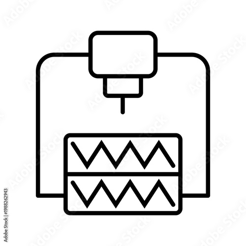 3d printing wall icon. Industry and additive manufacturing line symbol. Black and white.