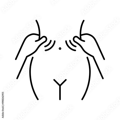 Abdomen massage icon. Healthcare and massage therapy line symbol. Black and white.