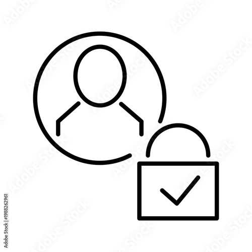 Account security icon. Business and cybersecurity line symbol. Black and white.
