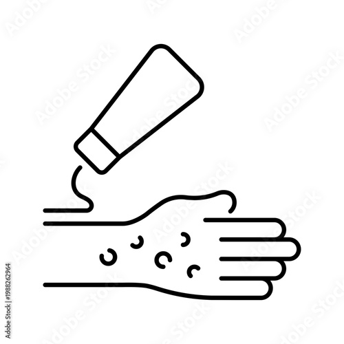 Allergy cream icon. Healthcare and dermatology line symbol. Black and white.