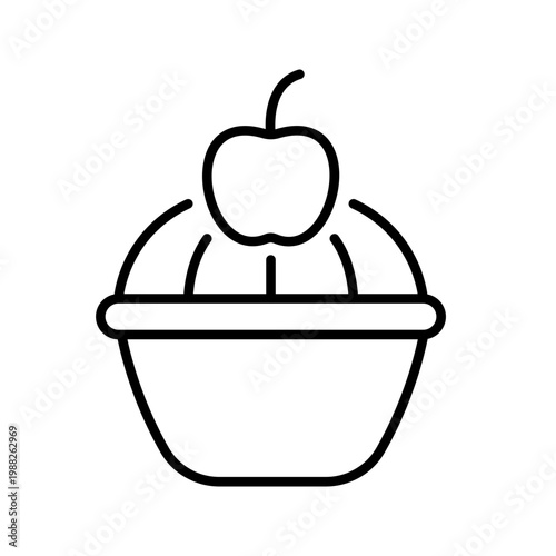 Apple pie icon. Food and bakery line symbol. Black and white.