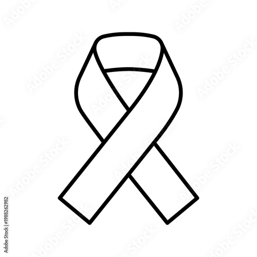 Autism awareness ribbon icon. Healthcare and autism line symbol. Black and white.