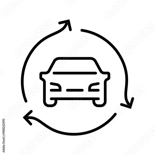Autonomous car icon. Transport and autonomous vehicle line symbol. Black and white.