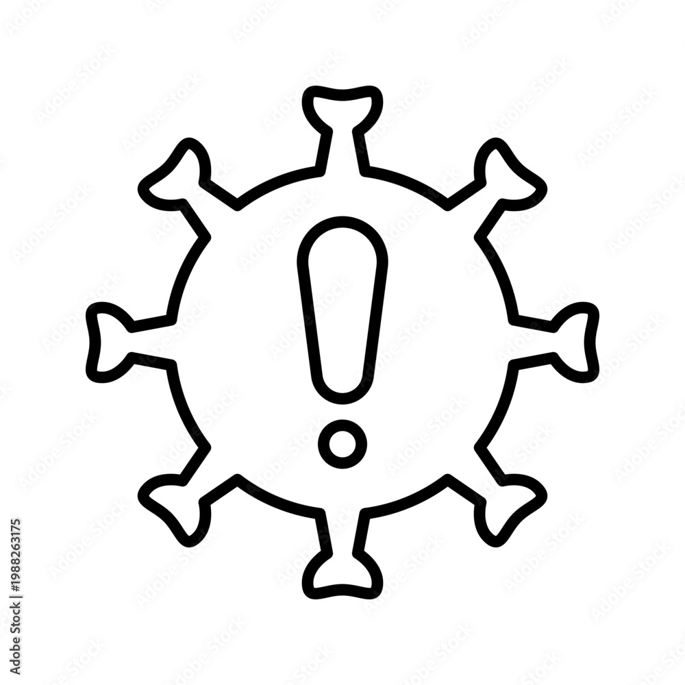 Fototapeta premium Coronavirus warning icon. Healthcare and infectious disease line symbol. Black and white.
