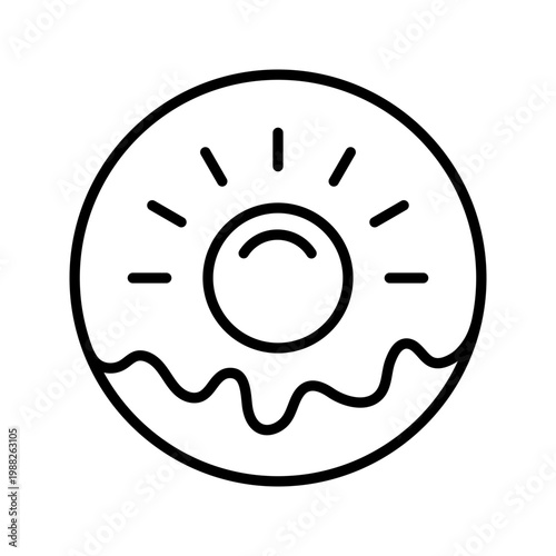 Chocolate donut icon. Food and bakery line symbol. Black and white.