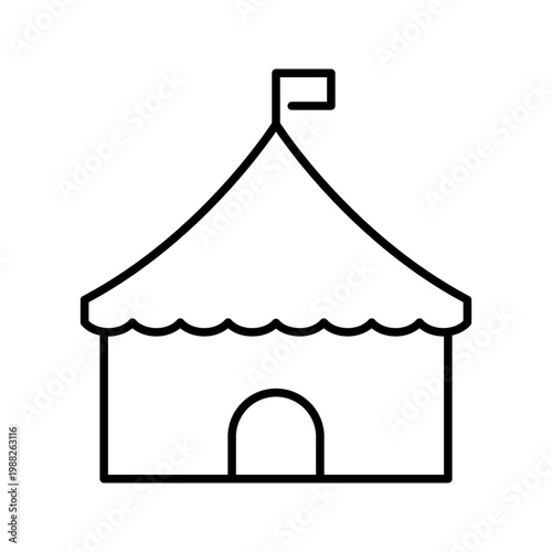 Circus tent icon. Entertainment and circus line symbol. Black and white.