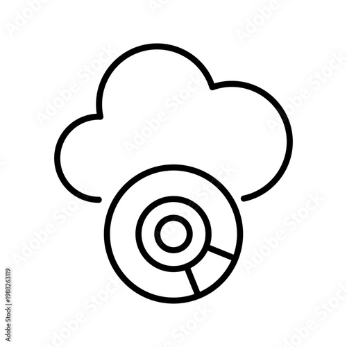 Cloud database icon. Technology and cloud computing line symbol. Black and white.