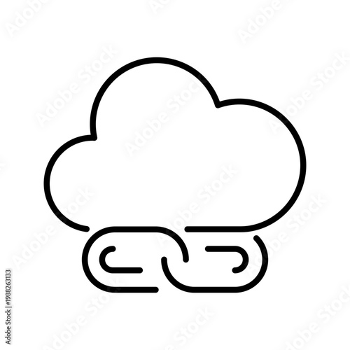 Cloud link icon. Business and cloud sharing line symbol. Black and white.