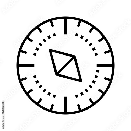 Compass navigation icon. Travel and navigation line symbol. Black and white.