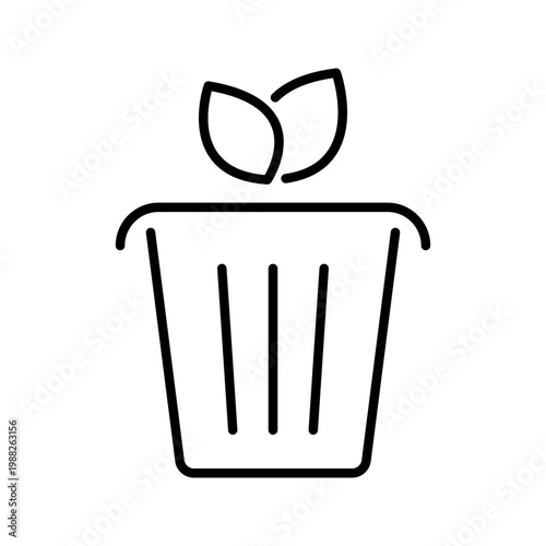 Compost bin icon. Environment and composting line symbol. Black and white.
