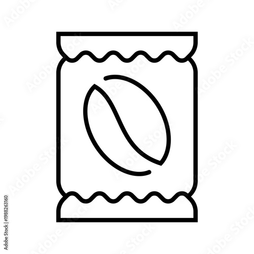 Coffee pack icon. Food and coffee packaging line symbol. Black and white.