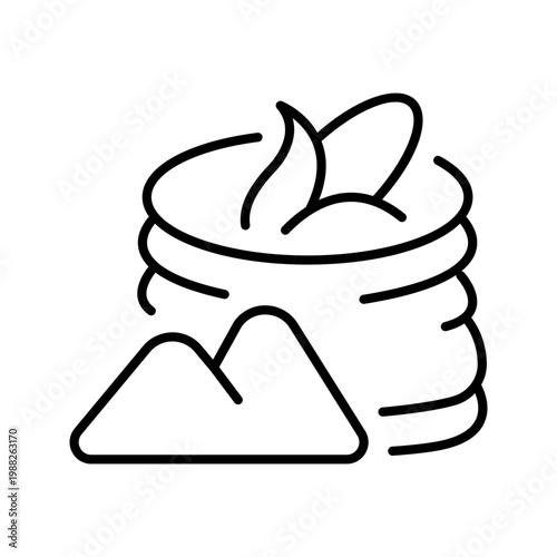 Corn flour icon. Food and baking ingredient line symbol. Black and white.