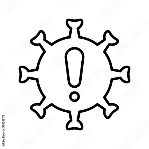 Coronavirus warning icon. Healthcare and infectious disease line symbol. Black and white.