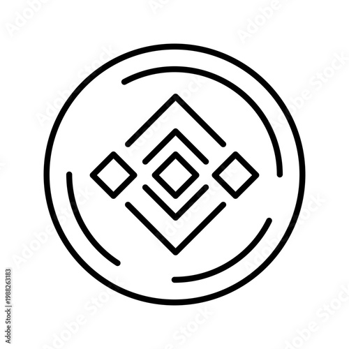Cryptocurrency coin icon. Business and cryptocurrency line symbol. Black and white.