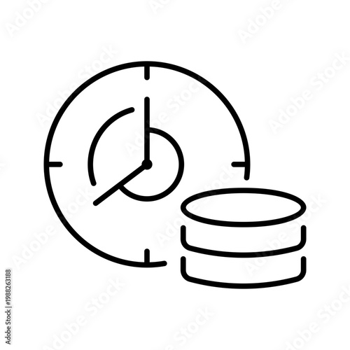 Data backup icon. Technology and data management line symbol. Black and white.