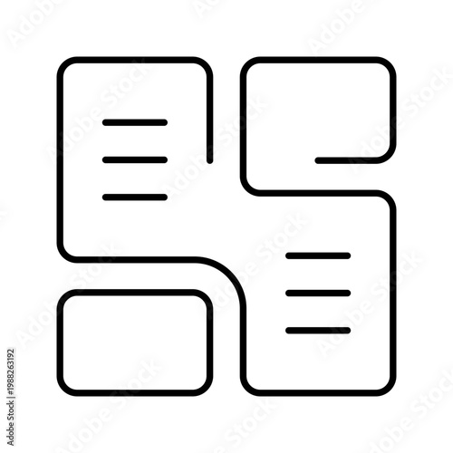 Dashboard layout icon. Business and analytics line symbol. Black and white.