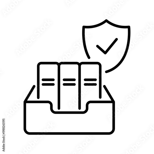Data storage icon. Business and data storage line symbol. Black and white.